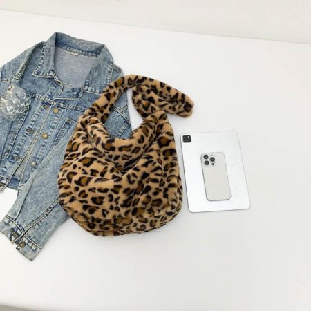 Wild Plush Leopard Print Shoulder Bag