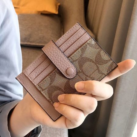 Chic Pattern Snap Wallet – Coffee Brown